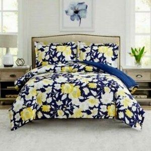 MYTEX Aster Floral 2-PC. Reversible Twin Comforter Set, Navy/Yellow